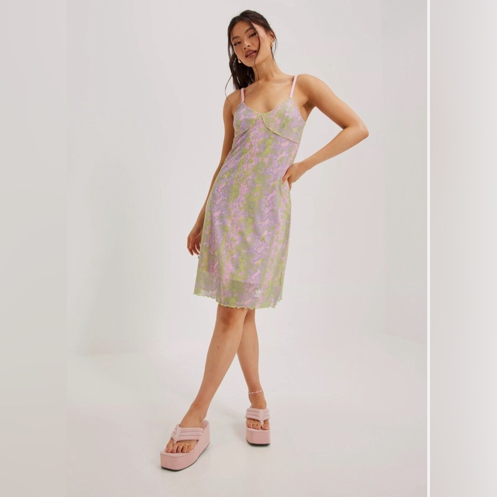 NWT Adidas Snake Mesh Dress Size S Pink Mini Lined